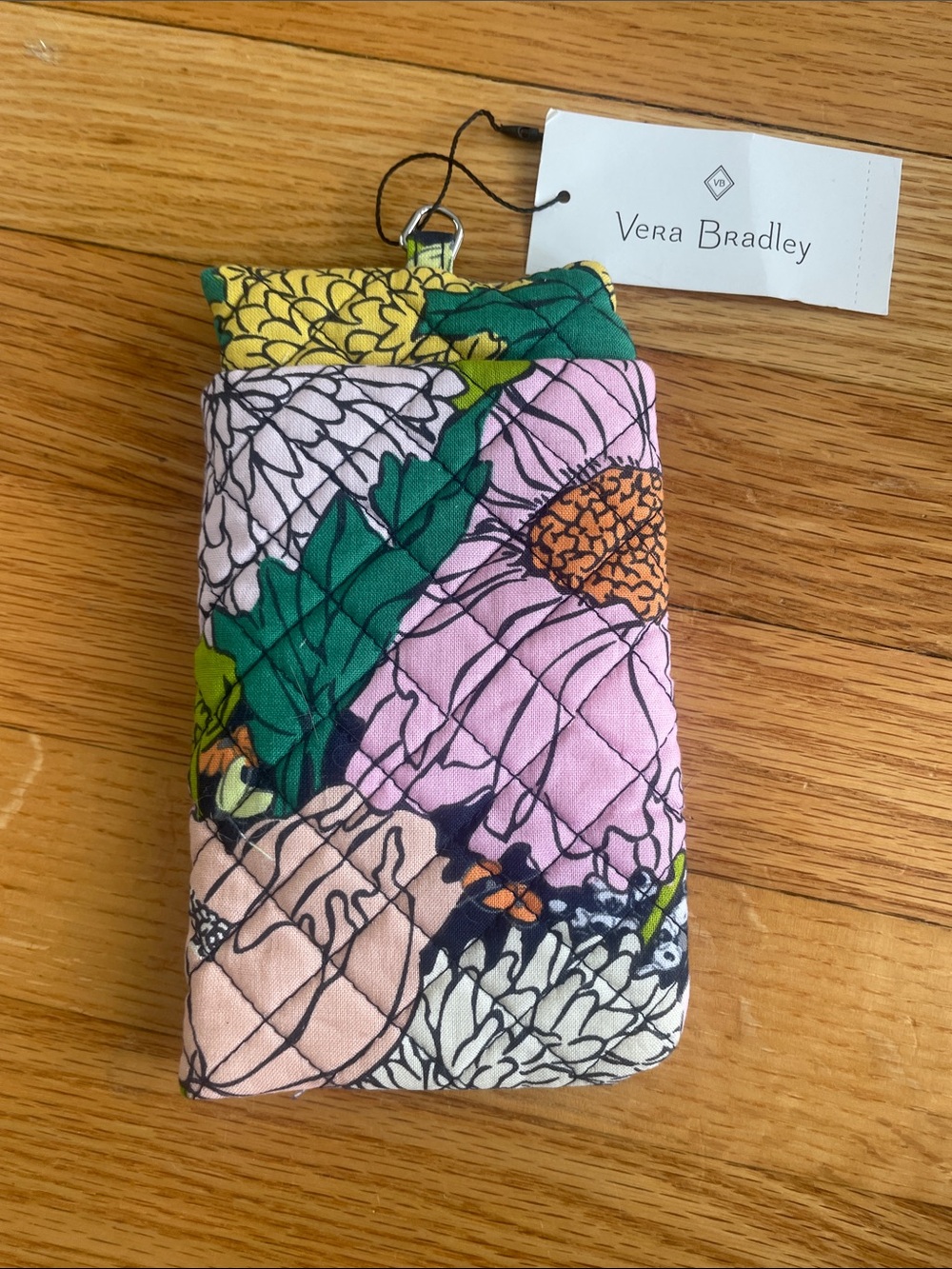 Vera Bradley Quilted Floral sunglasses soft case in Pink, Green, Yellow.
